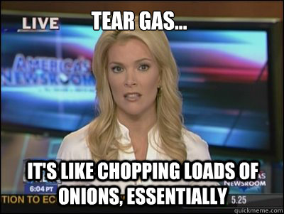 Tear Gas... It's like chopping loads of onions, essentially  Megyn Kelly