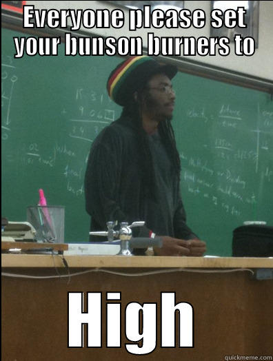 EVERYONE PLEASE SET YOUR BUNSON BURNERS TO HIGH Rasta Science Teacher