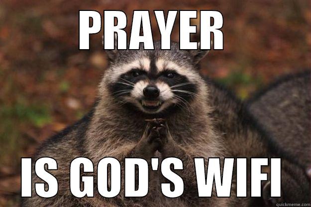 PRAYER IS GOD'S WIFI Evil Plotting Raccoon