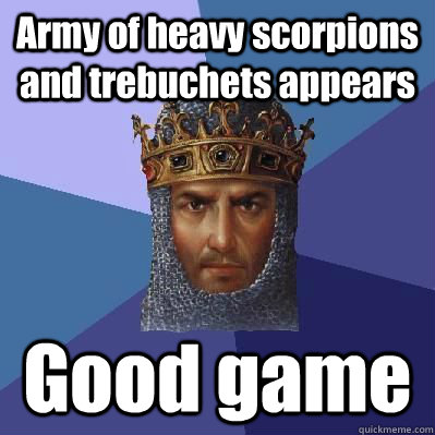 Army of heavy scorpions and trebuchets appears Good game  Age of Empires