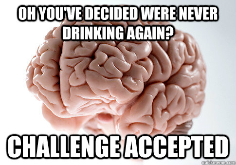 oh you've decided were never drinking again? challenge accepted  Scumbag Brain