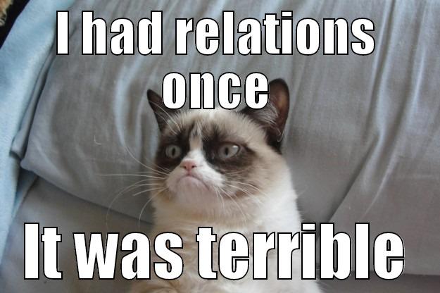 I HAD RELATIONS ONCE IT WAS TERRIBLE Grumpy Cat