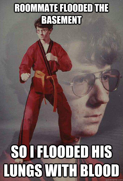 Roommate flooded the basement So I flooded his lungs with blood  - Roommate flooded the basement So I flooded his lungs with blood   Karate Kyle