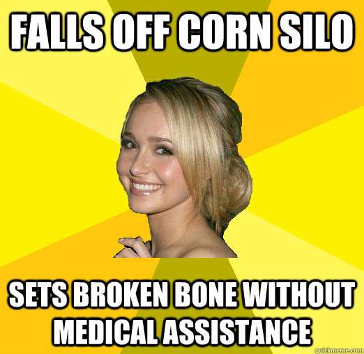 falls off corn silo sets broken bone without medical assistance - falls off corn silo sets broken bone without medical assistance  Tolerable Facebook Girl