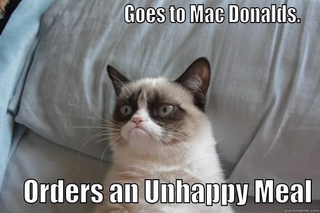                               GOES TO MAC DONALDS.      ORDERS AN UNHAPPY MEAL Grumpy Cat