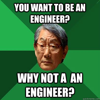 You want to be an engineer? Why not A  an engineer?  High Expectations Asian Father