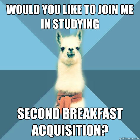 would you like to join me in studying second breakfast acquisition?  Linguist Llama