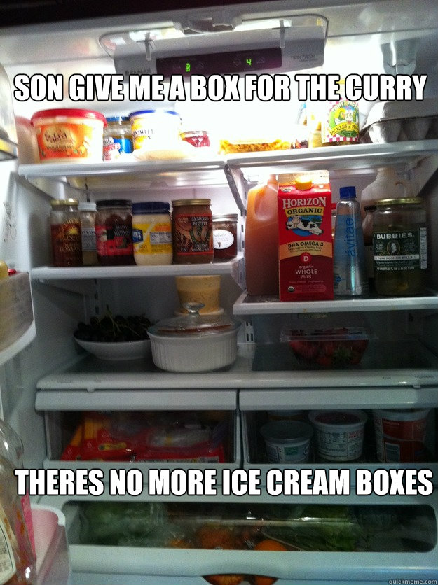 Son give me a box for the curry Theres no more Ice cream Boxes - Son give me a box for the curry Theres no more Ice cream Boxes  Save Curry in Ice Cream Boxes