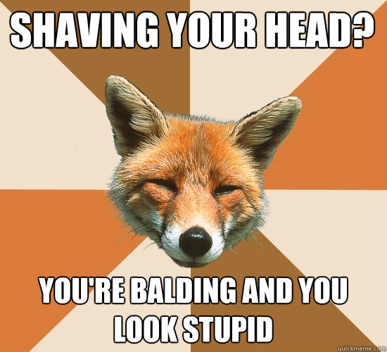 Shaving your head?
 You're balding and you look stupid  Condescending Fox