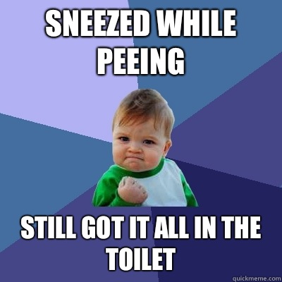 Sneezed while peeing Still got it all in the toilet  Success Kid