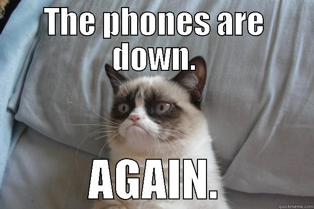 THE PHONES ARE DOWN. AGAIN. Grumpy Cat