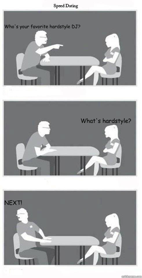 Who's your favorite hardstyle DJ? What's hardstyle? NEXT!  Speed Dating