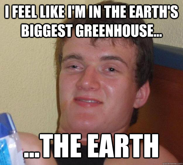 I feel like I'm in the Earth's biggest greenhouse... ...the earth  10 Guy