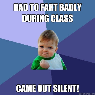 Had to fart badly during class came out silent!  Success Kid