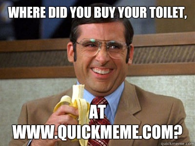 Where did you buy your toilet, at www.quickmeme.com?  Brick Tamland