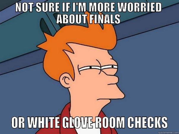 White Glove - NOT SURE IF I'M MORE WORRIED ABOUT FINALS  OR WHITE GLOVE ROOM CHECKS Futurama Fry