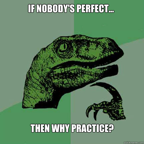 if nobody's perfect... Then why practice?  Philosoraptor