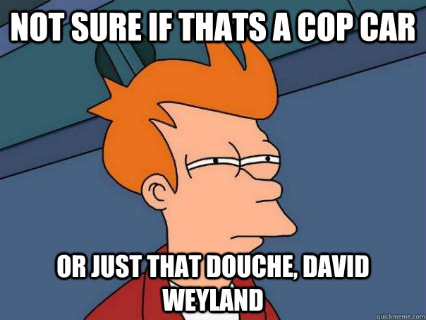 Not sure if thats a cop car or just that douche, david weyland  Futurama Fry