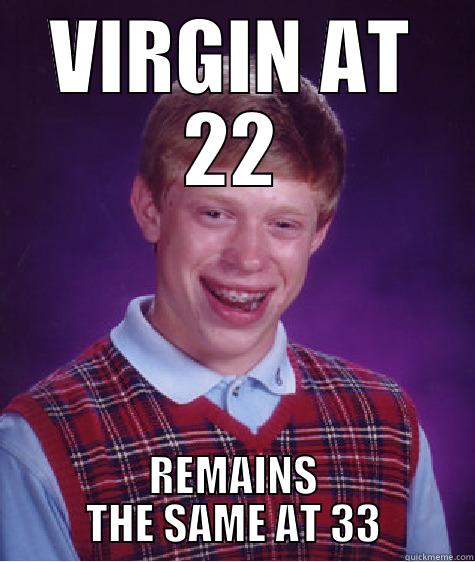 VIRGIN AT 22 REMAINS THE SAME AT 33 Bad Luck Brian