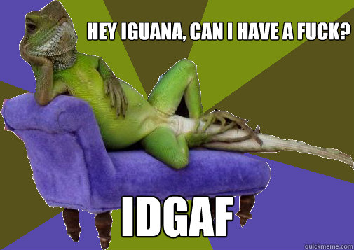 Hey Iguana, can I have a fuck? idgaf  