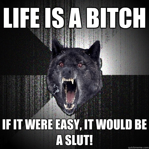 LIFE IS A BITCH IF IT WERE EASY, IT WOULD BE A SLUT! - LIFE IS A BITCH IF IT WERE EASY, IT WOULD BE A SLUT!  Insanity Wolf