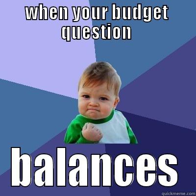 juniour cert meme - WHEN YOUR BUDGET QUESTION BALANCES Success Kid