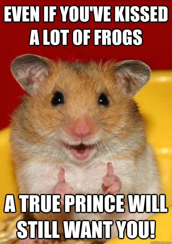 Even if you've kissed a lot of frogs A true prince will still want you!  - Even if you've kissed a lot of frogs A true prince will still want you!   Rationalization Hamster