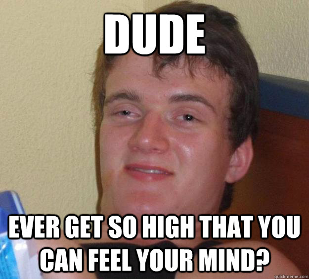 DUDE EVER GET SO HIGH THAT YOU CAN FEEL YOUR MIND?  10 Guy