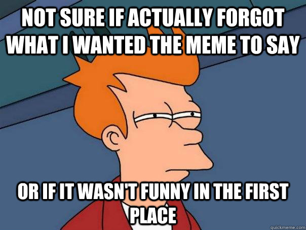 Not sure if actually forgot what i wanted the meme to say Or if it wasn't funny in the first place  Futurama Fry