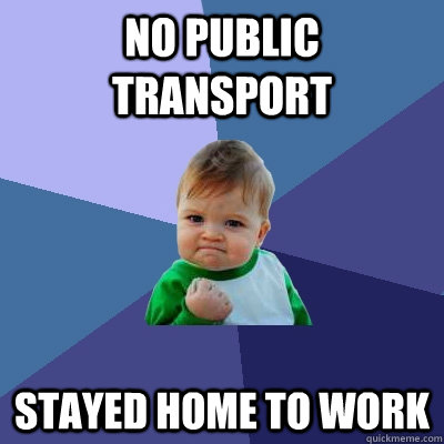 No public transport stayed home to work  Success Kid