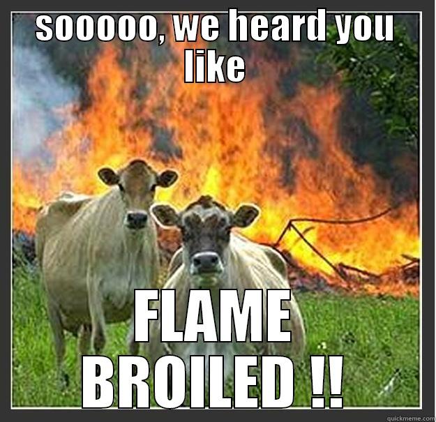 insane cows - SOOOOO, WE HEARD YOU LIKE FLAME BROILED !! Evil cows