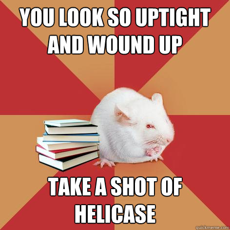 You look so uptight and wound up Take a shot of Helicase  Science Major Mouse