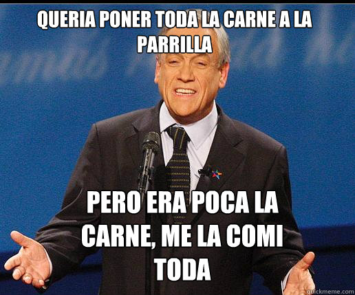 Queria poner toda la carne a la parrilla  pero era poca la carne, me la comi toda  