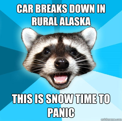 CAR BREAKS DOWN IN RURAL ALASKA THIS IS SNOW TIME TO PANIC  Lame Pun Coon