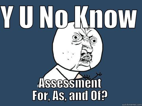 Y U NO KNOW  ASSESSMENT FOR, AS, AND OF? Y U No