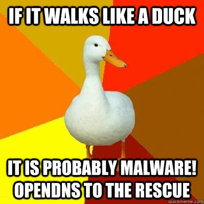 IF IT WALKS LIKE A DUCK IT IS PROBABLY MALWARE! OPENDNS TO THE RESCUE  Tech Impaired Duck