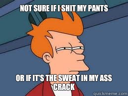 Not sure if I shit my pants or if it's the sweat in my ass crack - Not sure if I shit my pants or if it's the sweat in my ass crack  Meme