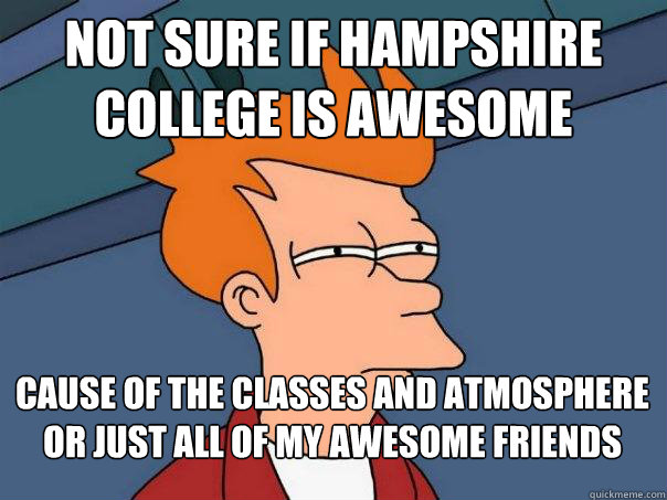 Not sure if Hampshire college is awesome cause of the classes and atmosphere or just all of my awesome friends  Futurama Fry