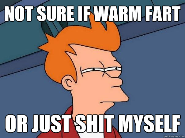 not sure if warm fart or just shit myself  Futurama Fry