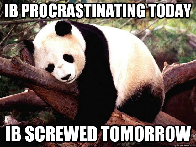 ib procrastinating today ib screwed tomorrow  Procrastination Panda