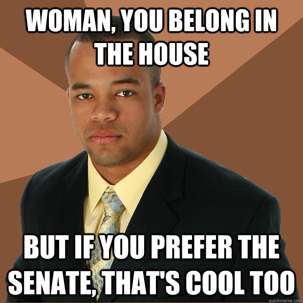 Woman, you belong in the house but if you prefer the senate, that's cool too - Woman, you belong in the house but if you prefer the senate, that's cool too  Successful Black Man