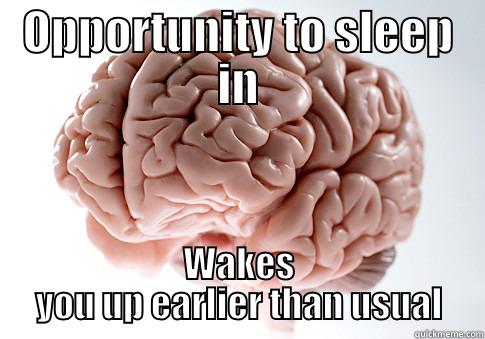 OPPORTUNITY TO SLEEP IN WAKES YOU UP EARLIER THAN USUAL Scumbag Brain