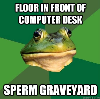 Floor in front of computer desk sperm graveyard - Floor in front of computer desk sperm graveyard  Foul Bachelor Frog