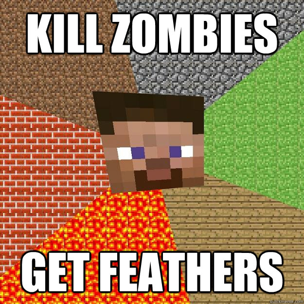 KILL ZOMBIES GET FEATHERS  Minecraft