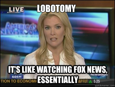 Lobotomy It's like watching Fox News, essentially  Megyn Kelly