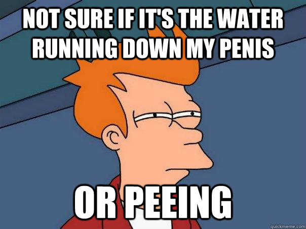 Not sure if it's the water running down my penis Or peeing   Futurama Fry