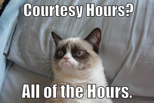 grumpy cat hours -         COURTESY HOURS?                ALL OF THE HOURS.       Grumpy Cat