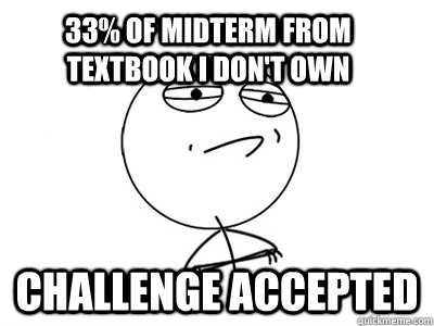 33% of midterm from textbook i don't own Challenge Accepted  Challenge Accepted