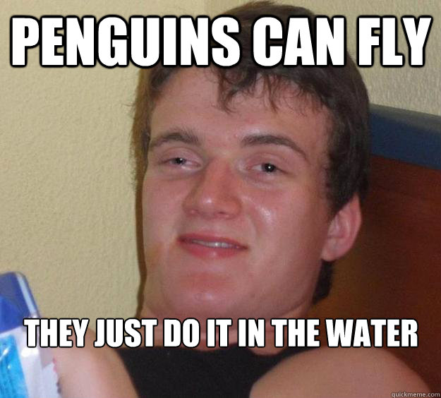 Penguins can fly They just do it in the water  10 Guy