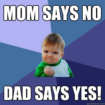 mom says no Dad says YES!  Success Kid